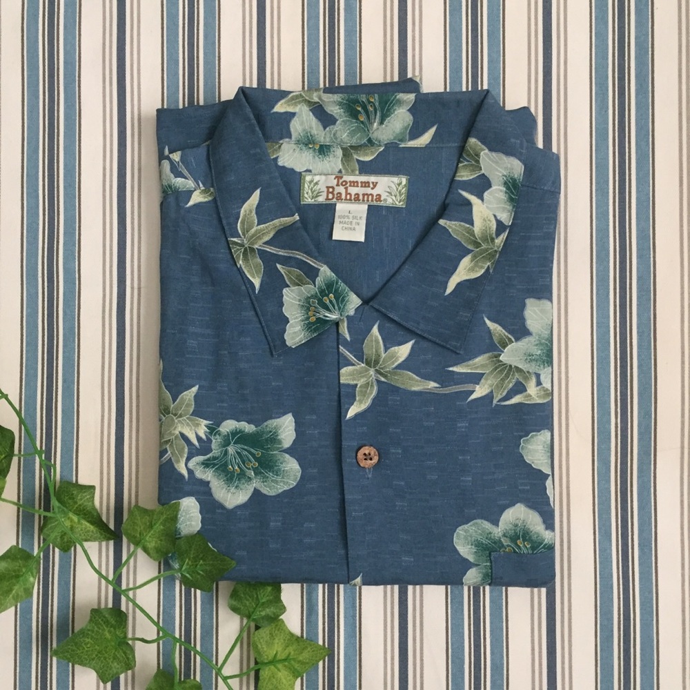Tommy Bahama Blue and Green Floral Button Down